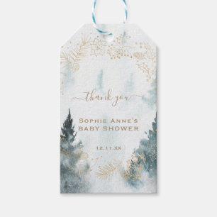 Wasserfarbe Winterlandschaft Gold Baby Dusche Geschenkanhänger