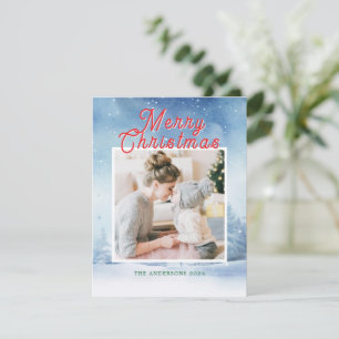 Wasserfarbe Winterwunderland mit einem Foto Feiertagskarte