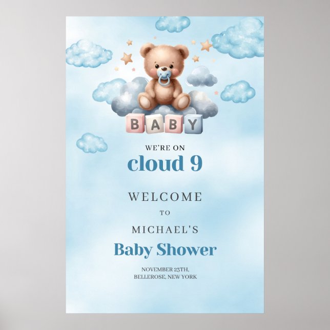 Wasserfarbe wir sind auf Wolke neun Jungen Babydus Poster (Vorne)