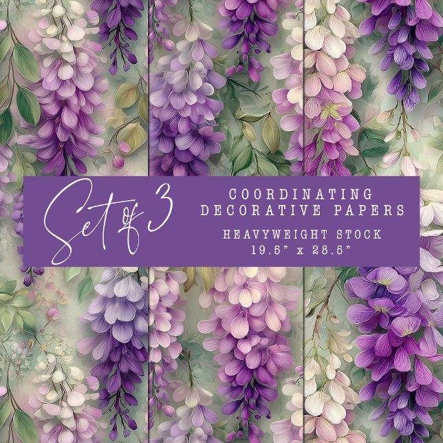 WASSERFARBE WISTERIA FLORAL DEKORATIVE PAPIER SET (WATERCOLOR WISTERIA FLORAL DECORATIVE PAPER SET)