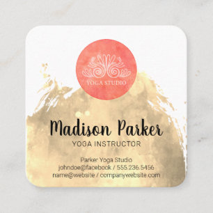 Wasserfarbe Yoga Studio Lehrer II Quadratische Visitenkarte