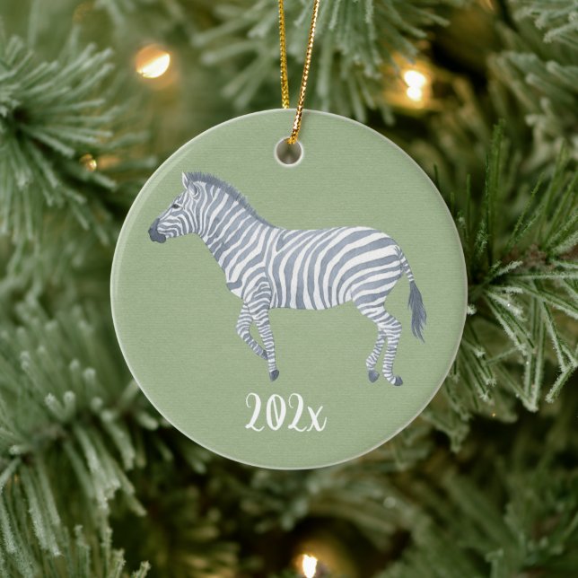 Wasserfarbe Zebra Keepake individuell einstellbar Keramik Ornament (Baum)