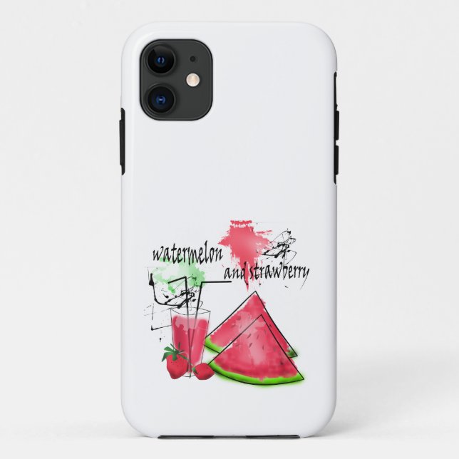 Wasserfarbe zeichn von Wassermelonen und Erdbeeren Case-Mate iPhone Hülle (Rückseite)