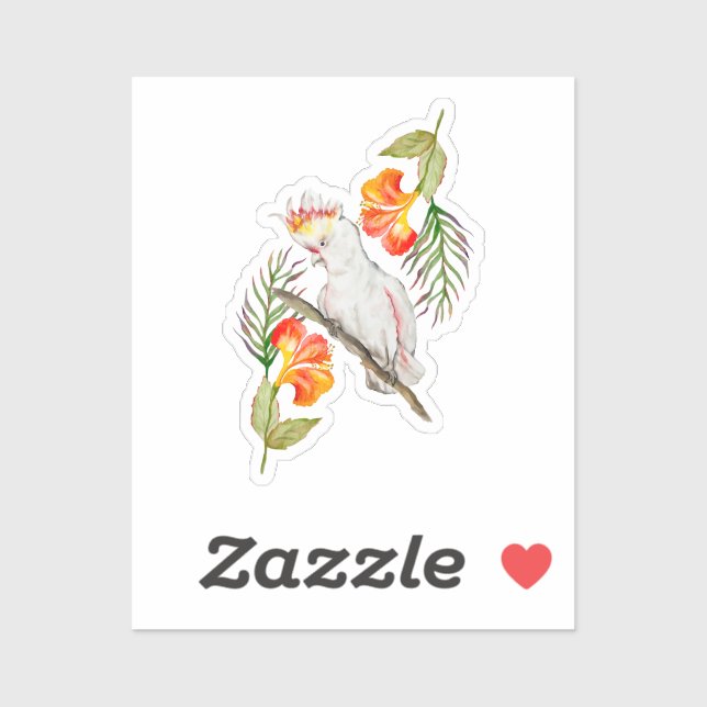 Wasserfarbe zeichnend Kakaduspapagei Aufkleber (Blatt)