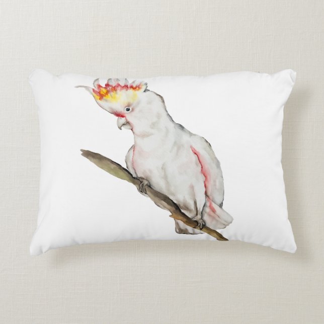 Wasserfarbe zeichnend Kakaduspapagei Dekokissen (Vorderseite)