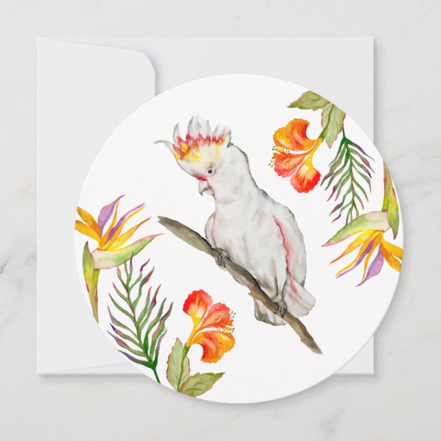 Wasserfarbe zeichnend Kakaduspapagei Einladung (Vorderseite)