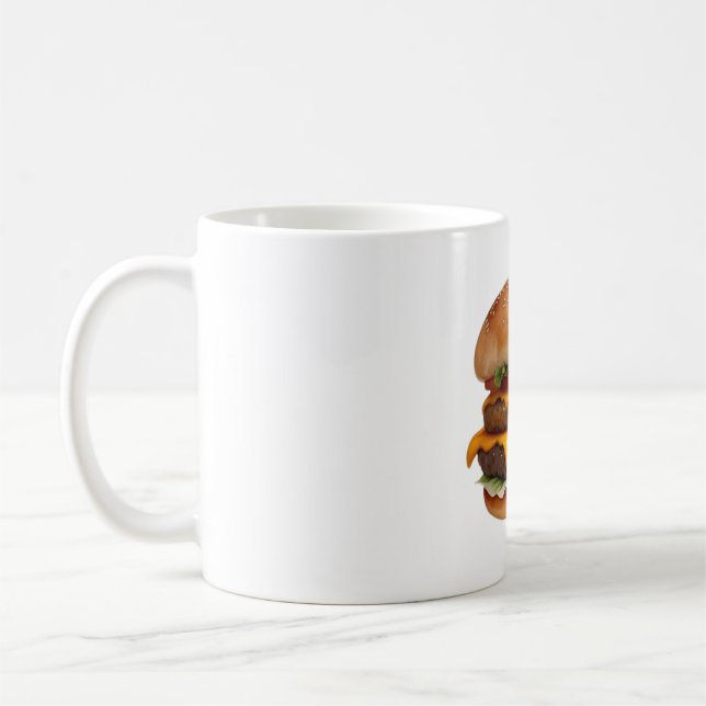 Wasserfarbe Zeichnend Käseseburger Kaffeetasse (Links)