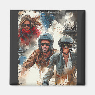 Wasserfarbe zeichnend MotoBikers Magnet