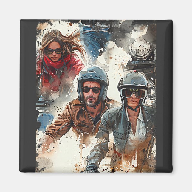 Wasserfarbe zeichnend MotoBikers Magnet (Vorne)