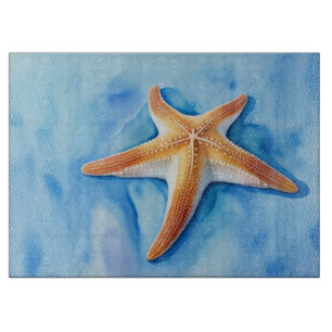Wasserfarbe Zeichnend Starfish Schneidebrett