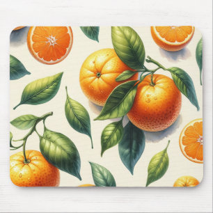 Wasserfarbe Zitrus Orange Blätter Hochzeit Mousepad