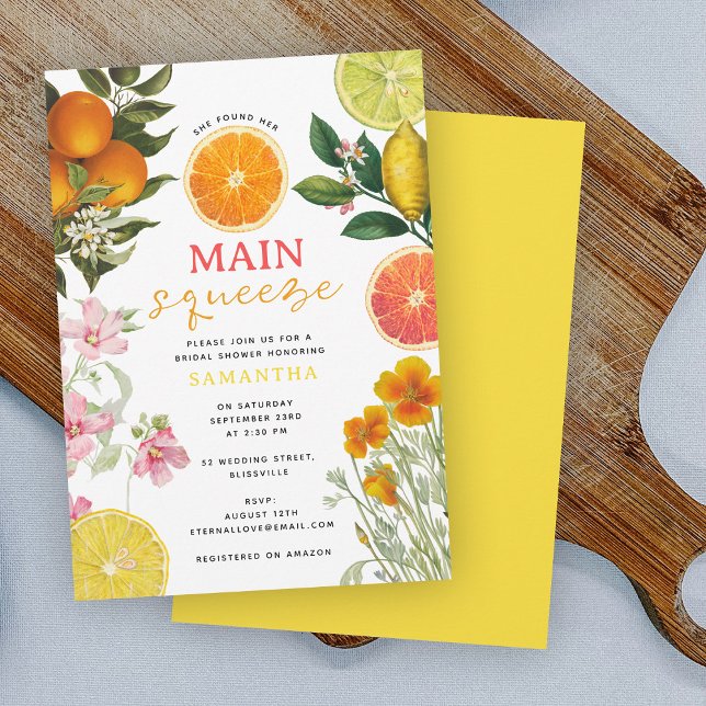 Wasserfarbe Zitrusfrüchte Brautparty Brunch Einladung (Watercolor Citrus Floral Bridal Shower Brunch Invitation)