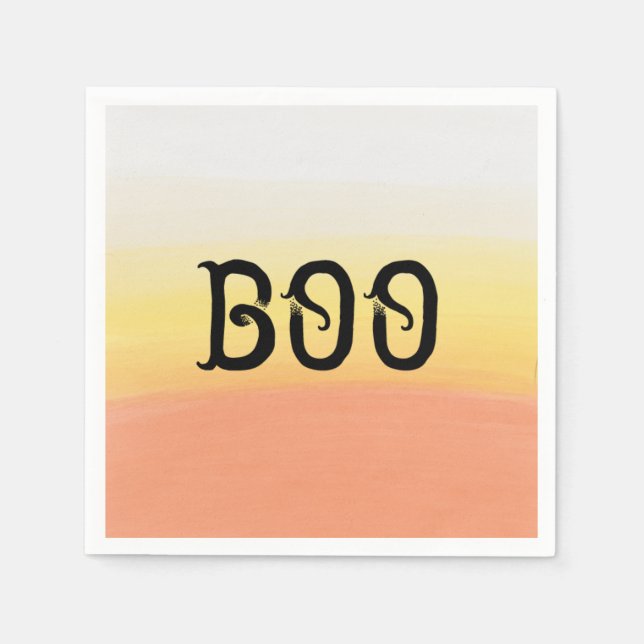 Wasserfarbe Zuckermais Halloween Boo Serviette (Vorderseite)