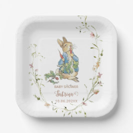 WasserfarbeElegante Wildblume Peter Rabbit baby sh Pappteller