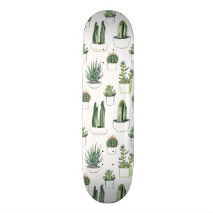 Wasserfarbekakteen u. Succulent Skateboard