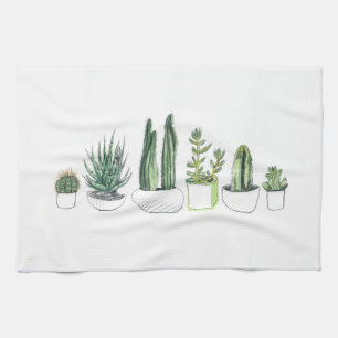 Wasserfarbekakteen u. Succulents Geschirrtuch