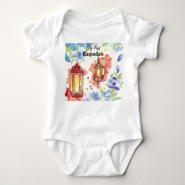 Wasserfarbelaterne Herrn First Ramadan Baby Strampler (Vorderseite)