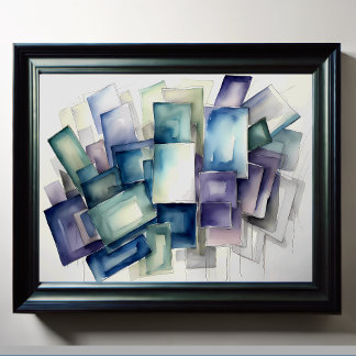 Wasserfarben Abstrakt geometrische Coole Farben 4: Poster
