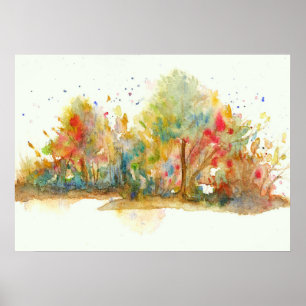 Wasserfarben Abstrakt Landschaft Art Treppen Wald Poster