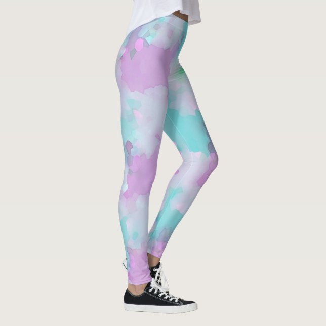Wasserfarben Abstrakt Pink Aqua Ticino Leggings (Rechts)