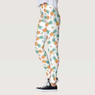 Wasserfarben Ananas Muster auf Weiß Leggings