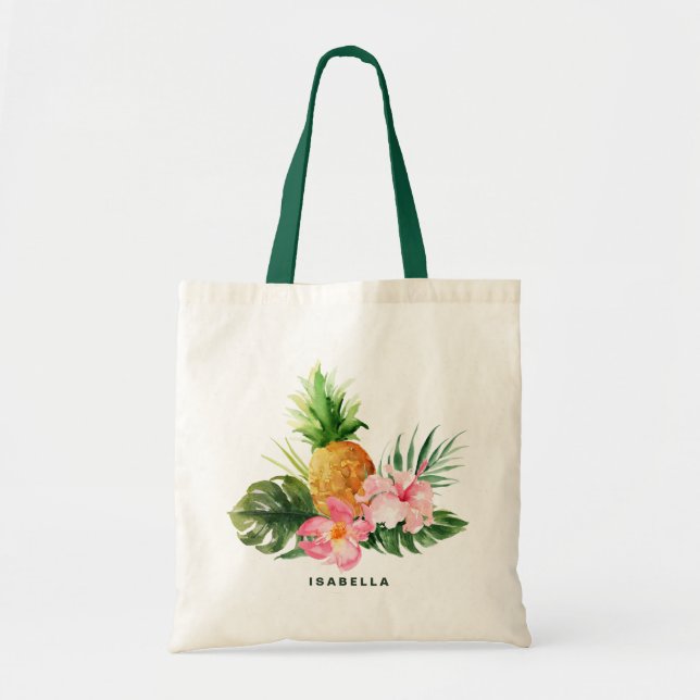 Wasserfarben Ananas Tropische Tote-Tasche Tragetasche (Vorne)