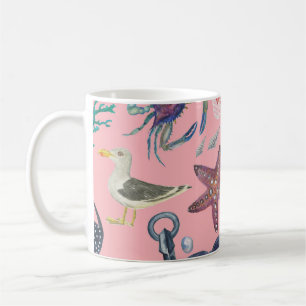 Wasserfarben-Anchor-Sternfisch-Muster Kaffeetasse