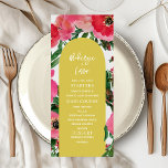 Wasserfarben-Anemone-Arch-Gelbe Hochzeit Menükarte<br><div class="desc">Aquarellfarbener Anemondesign mit gelbem Bogen und weißem Text.</div>