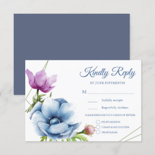 Wasserfarben-Anemone-Blume Hochzeitungs-RSVP-Karte Einladung
