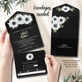 Wasserfarben-Anemone-Hochzeit All In One Einladung