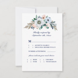 Wasserfarben Anemone Navy Hochzeitsmahlzeit Wahl RSVP Karte