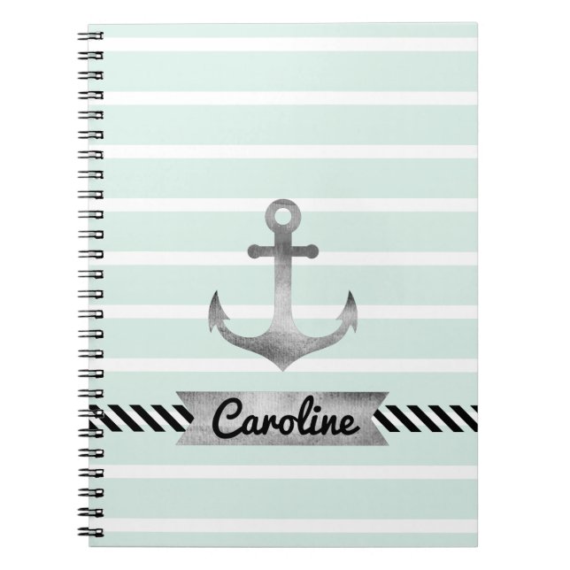 Wasserfarben-Anker für Nautische Pfefferstreifen Notizblock (Vorderseite)