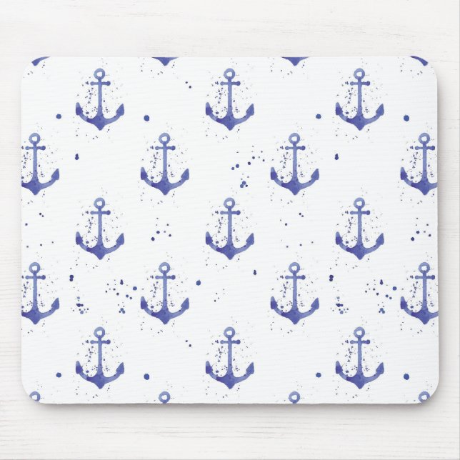 Wasserfarben-Ankermuster 2 Mousepad (Vorne)