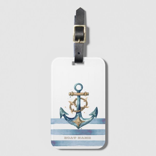 Wasserfarben, Ankerwinkel, heller Blaue Streifen Gepäckanhänger (Vorderseite Vertikal)