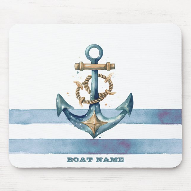 Wasserfarben, Ankerwinkel, heller Blaue Streifen Mousepad (Vorne)