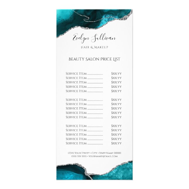 Wasserfarben aquamarine Preisliste Werbekarte (Vorne)