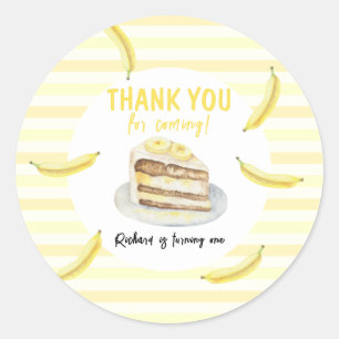 Wasserfarben-Aquarell-Bananenkuchen-Geburtstags-Da Runder Aufkleber
