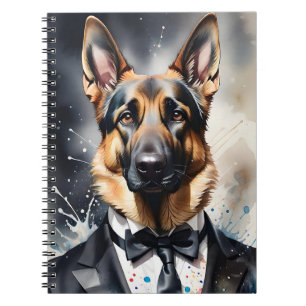 Wasserfarben Art German Shepherd Tuxedo Black Kraw Notizblock