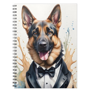 Wasserfarben Art German Shepherd Tuxedo Black Kraw Notizblock
