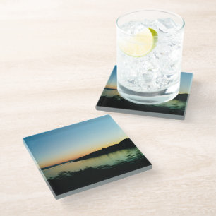 Wasserfarben auf der Horizont-Farbfotografie Glasuntersetzer