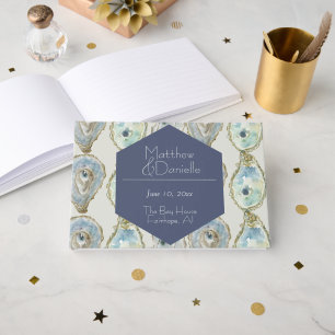 Wasserfarben-Austern Hochzeit- Dusty Blue Gästebuch
