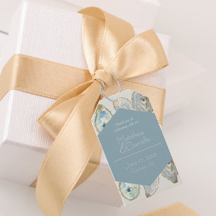 Wasserfarben-Austern Hochzeit- Dusty Blue Geschenkanhänger