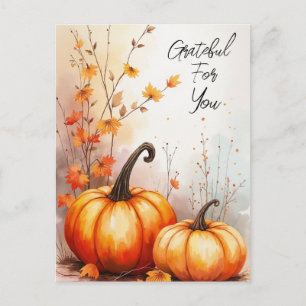 Wasserfarben Autumn Pumpkins Dankbarkeit Postkarte