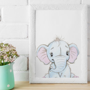 Wasserfarben Baby Elephant Kinderzimmer Adorable Poster