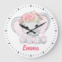 Wasserfarben Baby Elephant Pink Floral Girl Kinder