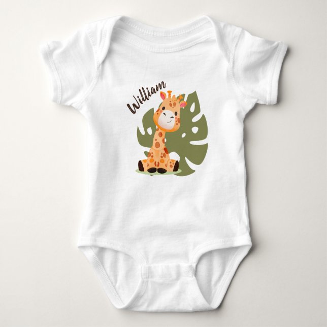 Wasserfarben-Baby Giraffe, Safari-Tiere Baby Strampler (Vorderseite)