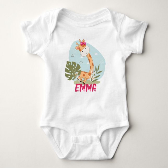 Wasserfarben-Baby Giraffe, Safari-Tiere Baby Strampler (Vorderseite)