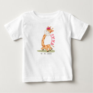 Wasserfarben-Baby Giraffe, Safari-Tiere zum Geburt Baby T-shirt
