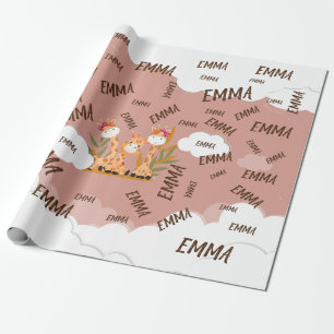 Wasserfarben-Baby Giraffe, Safari-Tiere zum Geburt Geschenkpapier