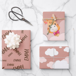 Wasserfarben-Baby Giraffe, Safari-Tiere zum Geburt Geschenkpapier Set